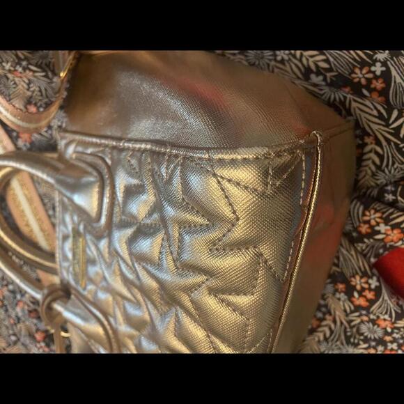 Betsy Johnson Rose Gold Handbag with Pom Pom - Removable Crossbody - Picture 6 of 14